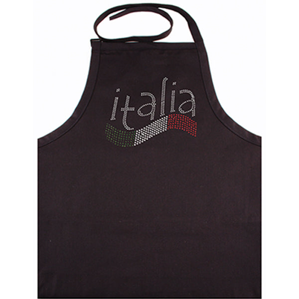 Italia Rhinestone Ladies Black Apron