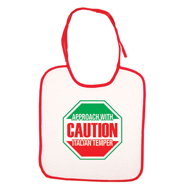 Approach With Caution Italian Temper Bib