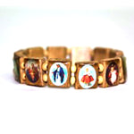 Wood Religious Saints Bracelet - Light Brown
