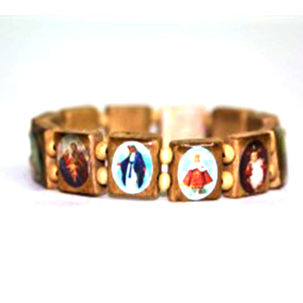 Wood Religious Saints Bracelet - Light Brown