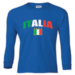 Italia Distressed Soccer Long Sleeve Royal Blue T-Shirt