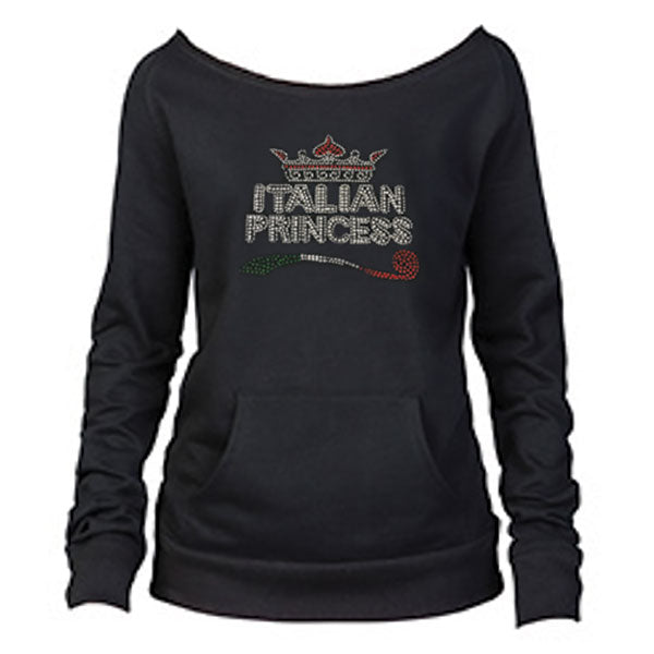 Italian Princess Rhinestone Black Sweatshirt