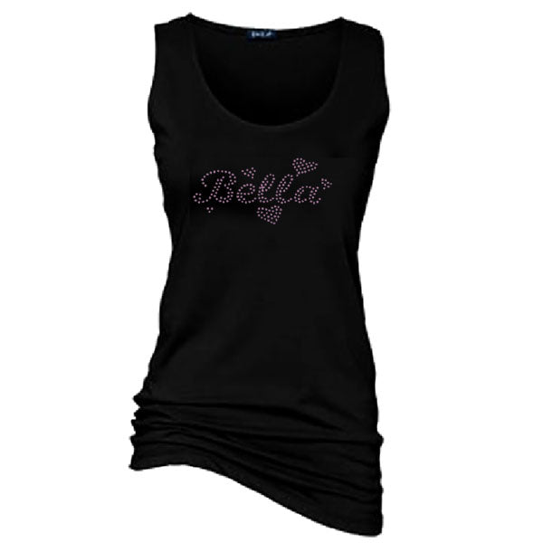 Bella Rhinestone Wide-Strap Black Tank