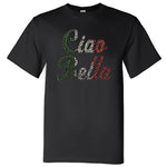 Ciao Bella Rhinestone Heart Black T-Shirt