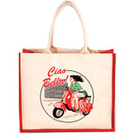 Ciao Bella Tote Bag Red Trim