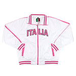 Ladies Italia Zip White with Pink Trim Track Jacket