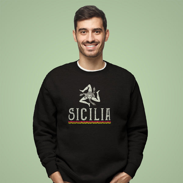 CSAB418-Adult Sicilia with Lines Sweatshirt (Black)