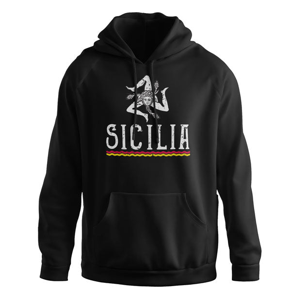 HSAB418-Adult Sicilia with Lines Hoodie Sweatshirt (Black)