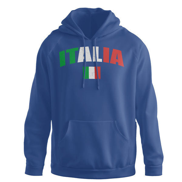 HSARB406-Adult Distressed Italia Soccer Hoodie Sweatshirt (Royal)