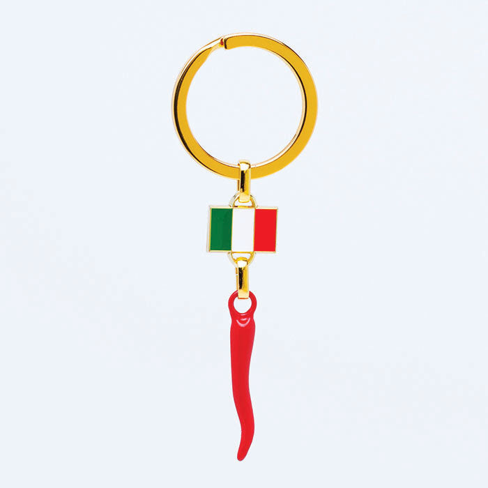 KC13051-Italian Flag/Red Horn Key Chain