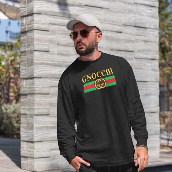 Gnocchi adult black long sleeve t-shirt on a man