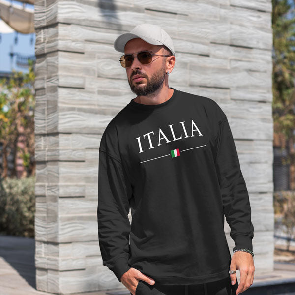 LSAB315-Adult Classic Italia Long Sleeve T-Shirt (Black)