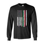 LSAB316-Adult Distressed Italian-American Flag Long Sleeve T-Shirt (Black)