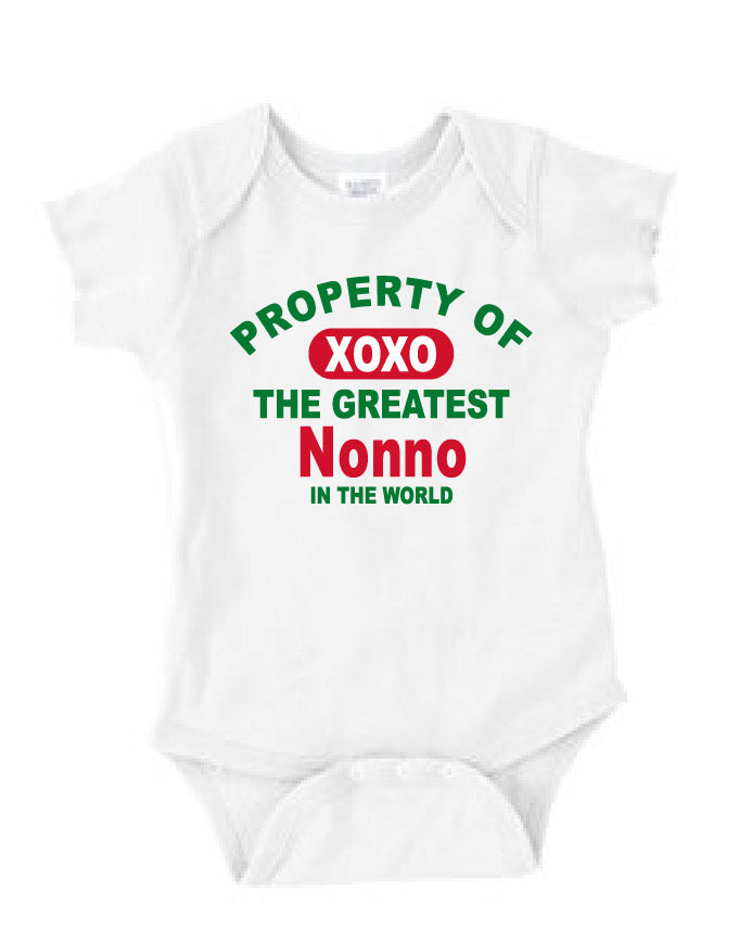 IOW555 - Infant Onesie Property Of The Greatest Nonno (White)