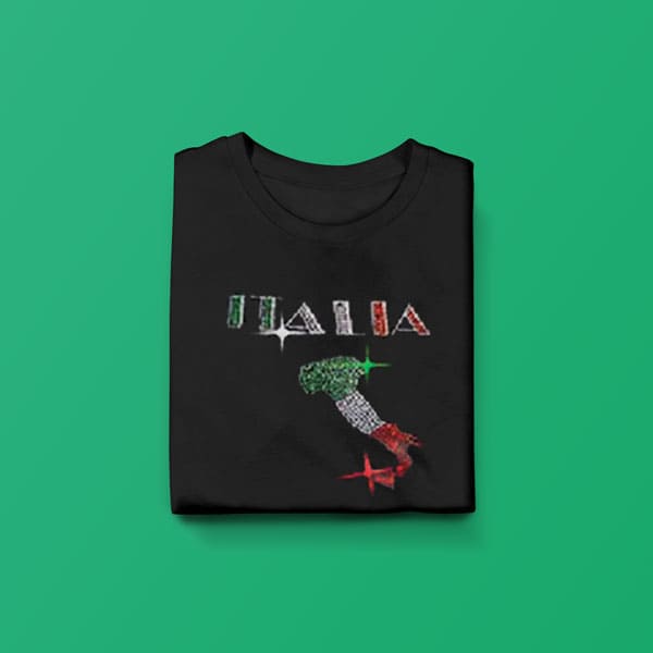 Italia boot rhinestone youth girls black t-shirt folded