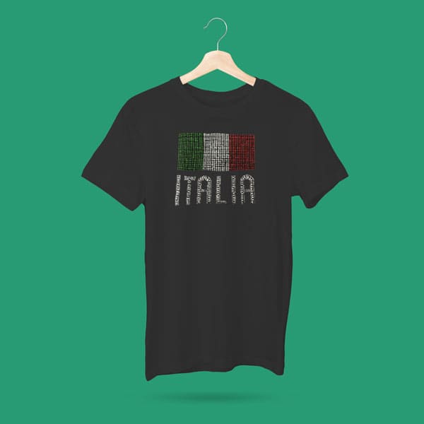 Italia flag rhinestone youth girls black t-shirt on a hanger