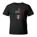 RSYB828-Youth Girls Italian Heart Rhinestone T-Shirt (Black)