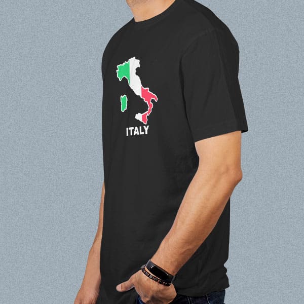 Italy Boot adult black t-shirt on a man side view