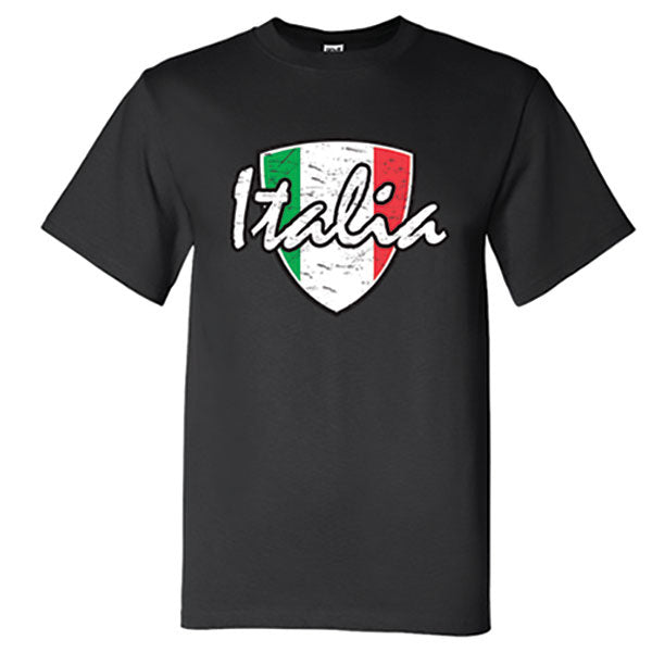 Italia Distressed Badge Black T-Shirt