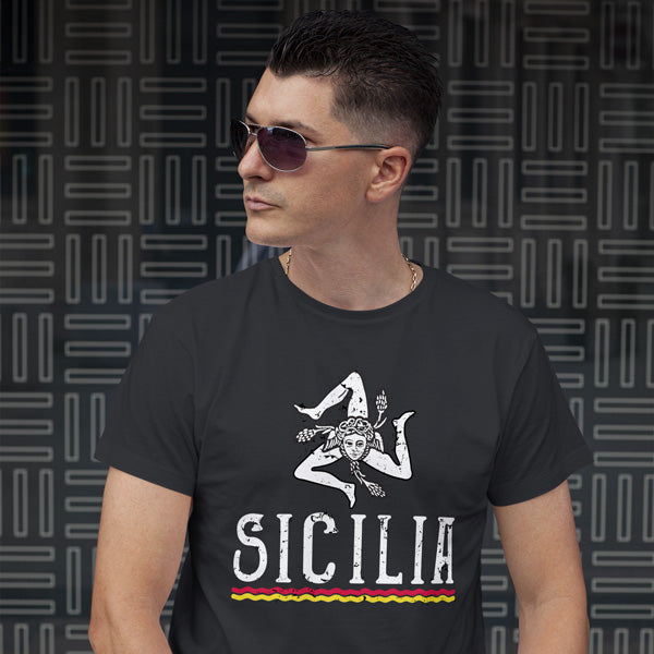 TSAB217-Adult Sicilia with Lines T-Shirt (Black)