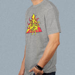 Trinacria adult grey t-shirt on a man side view