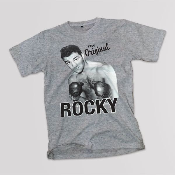 Original Rocky adult grey t-shirt on a table