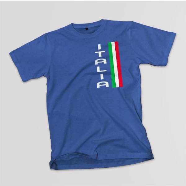 Vertical Italia adult royal blue t-shirt on a table
