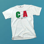 CIA Certified Italian adult white t-shirt on a table