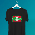 FBI Stamp ladies v-neck black t-shirt on a hanger