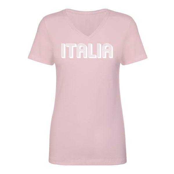 TSLPV276-Ladies Italia with Lines V-Neck (Pink)