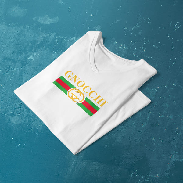Gnocchi ladies v-neck white t-shirt folded