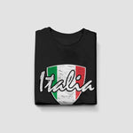 Italia distressed badge youth black t-shirt folded