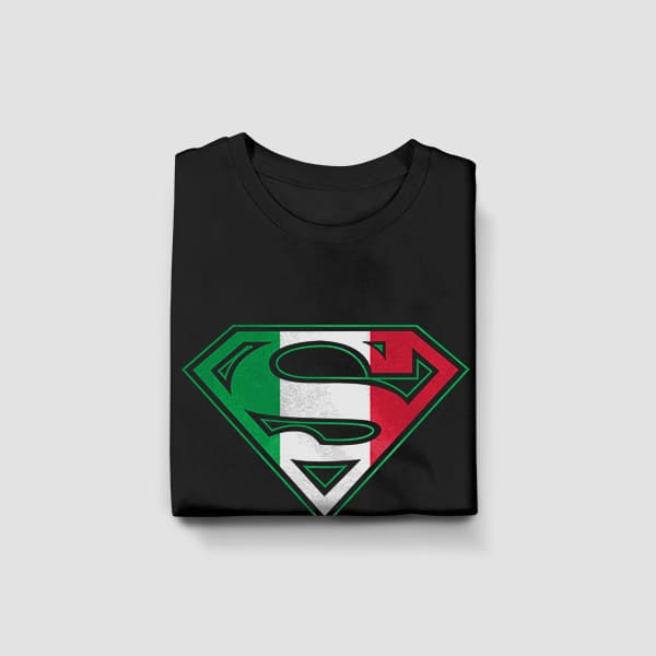 Superman youth black t-shirt folded