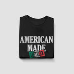 American made with Italian parts youth black t-shirt folded