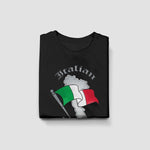 Italian boot with flag youth black t-shirt folded