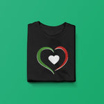Tri-colored heart youth girls black t-shirt folded