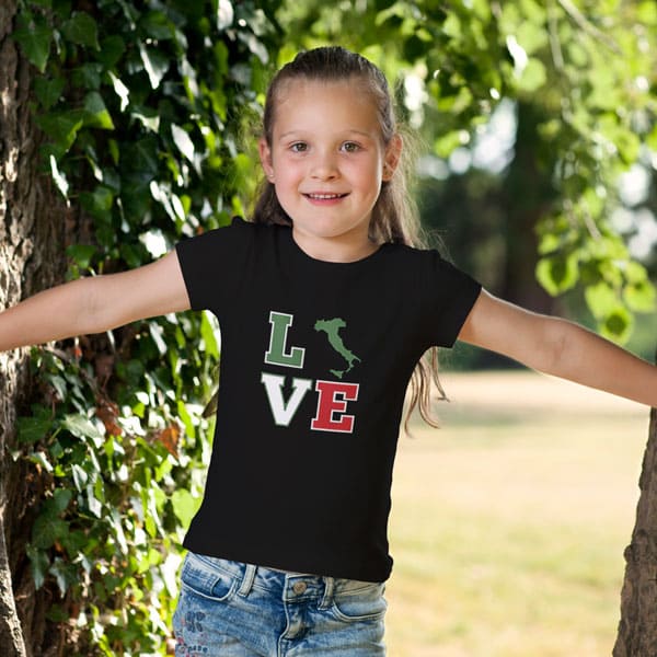 Love with boot youth girls black t-shirt on a girl