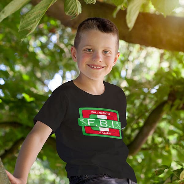 FBI Stamp youth black t-shirt on a boy