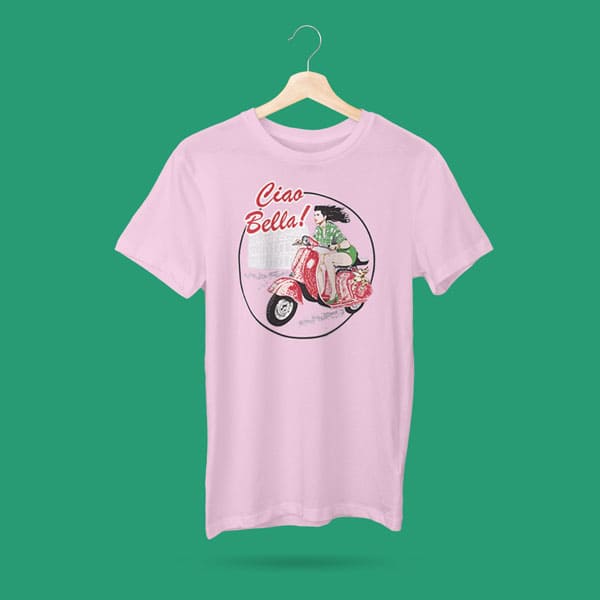 Ciao Bella youth girls pink t-shirt on a hanger