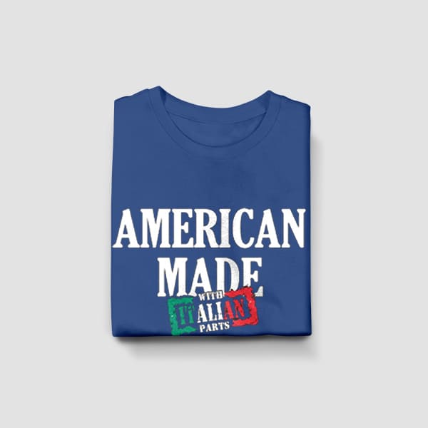 American made with Italian parts youth navy t-shirt folded
