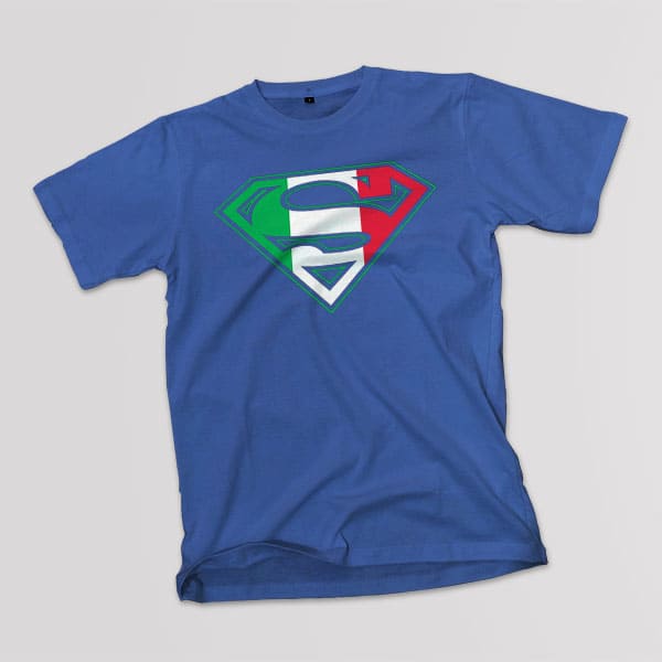 Superman youth navy t-shirt on a table
