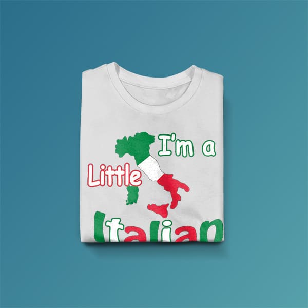 I’m a little Italian youth white t-shirt folded
