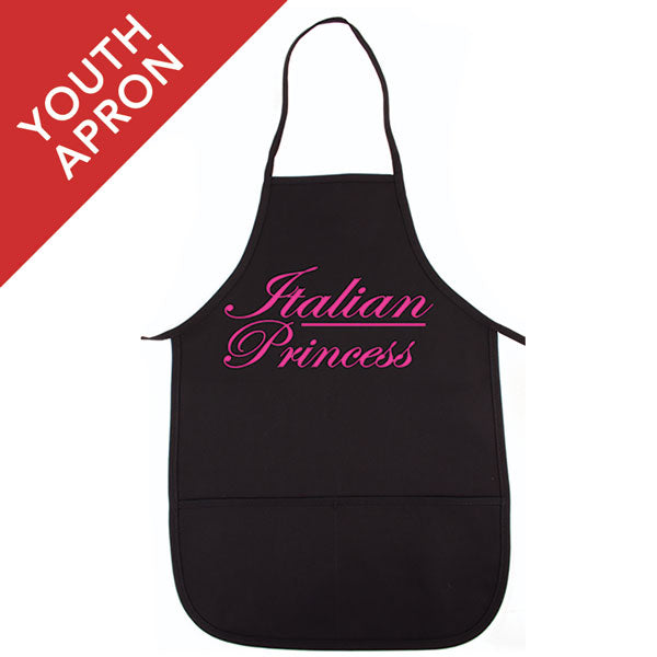 Pink Italian Princess Black Youth Apron