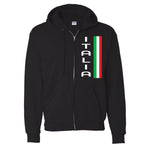 ZSAB101-Adult Vertical Italia Zip Hoodie Sweatshirt (Black)