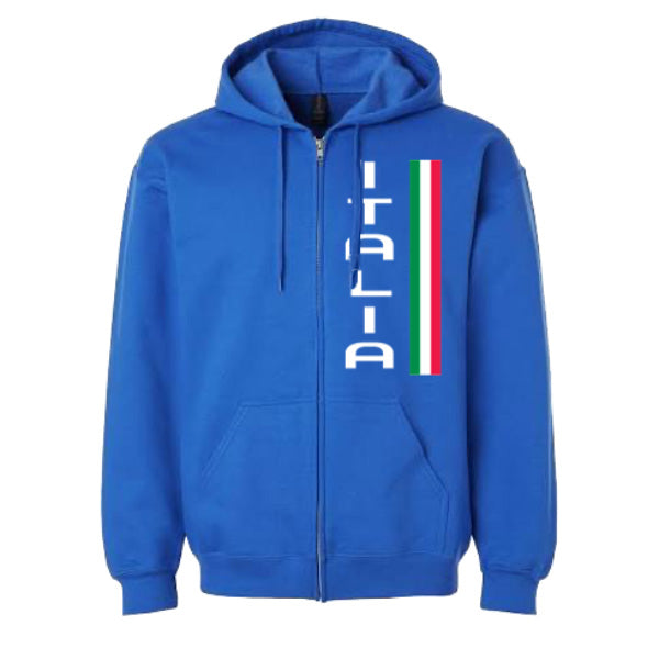 ZSARB102-Adult Vertical Italia Zip Hoodie Sweatshirt (Royal)