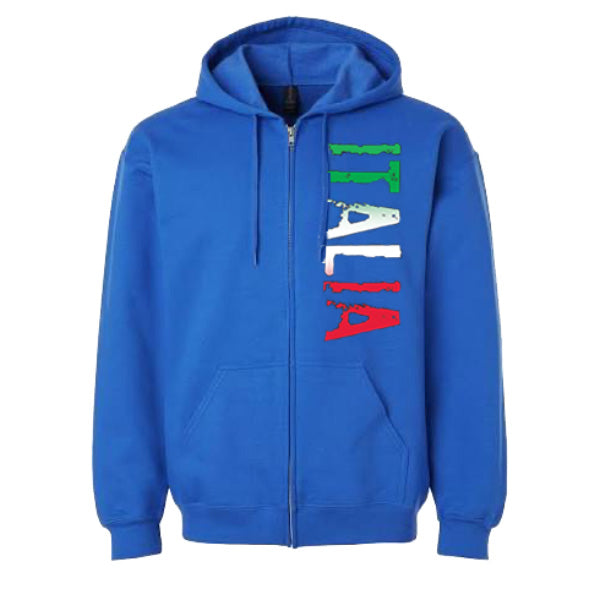 ZSARB103-Adult Distressed Italia Zip Hoodie Sweatshirt (Royal)
