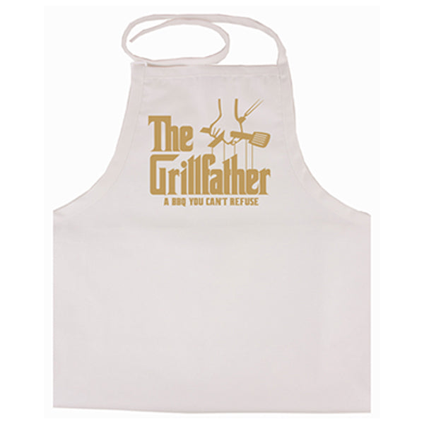 The Grillfather Gold Imprint White Apron