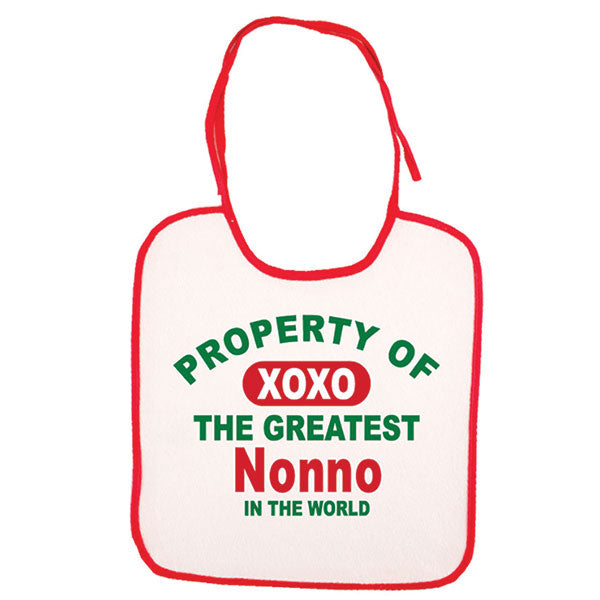 Property Of XOXO The Greatest Nonno In The World Bib