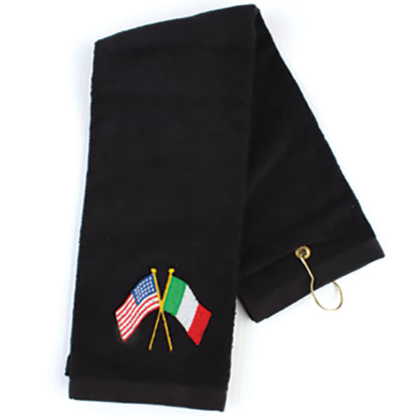 Golf Towel with Italy and American Embroidered Flags