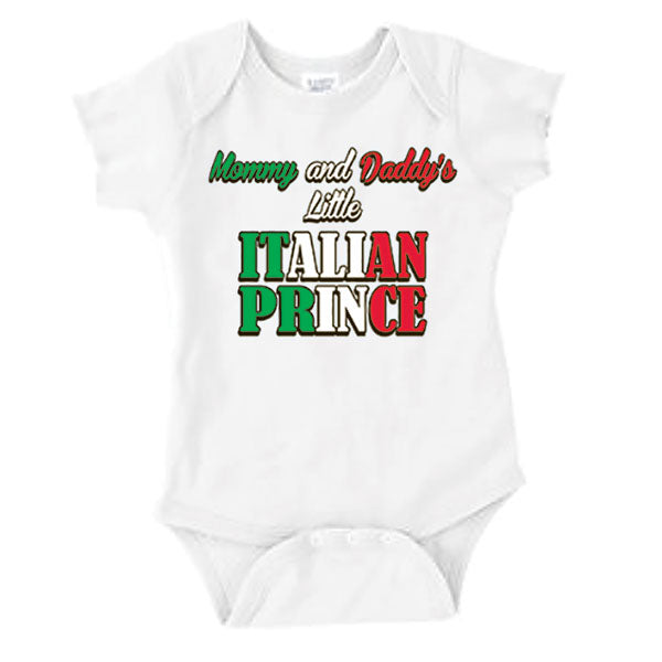Mommy And Daddy's Little Italian Prince White Onesie